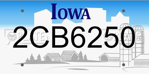 2CB6250 Iowa License Plate