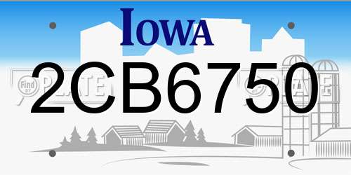 2CB6750 Iowa License Plate
