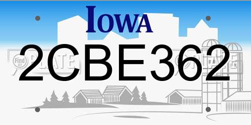 2CBE362 Iowa License Plate