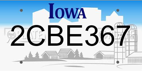 2CBE367 Iowa License Plate