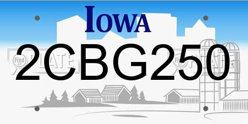 2CBG250 Iowa License Plate