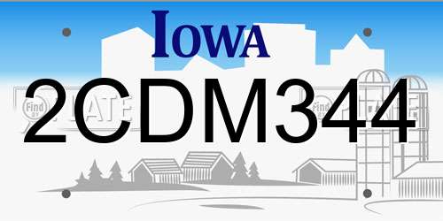 2CDM344 Iowa License Plate