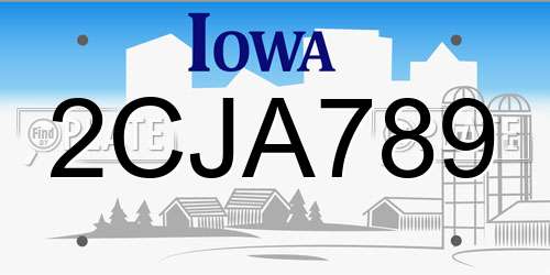 2CJA789 Iowa License Plate