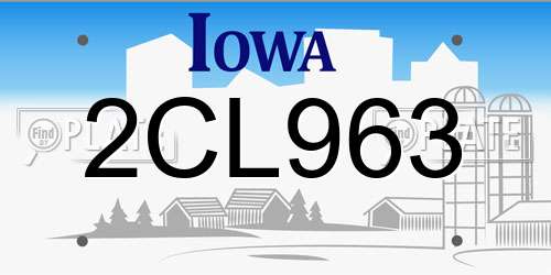 2CL963 Iowa License Plate