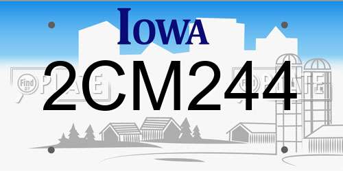 2CM244 Iowa License Plate
