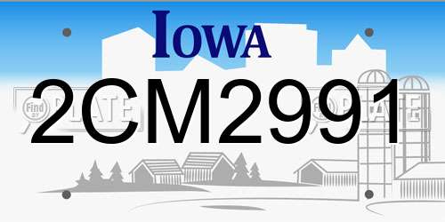 2CM2991 Iowa License Plate