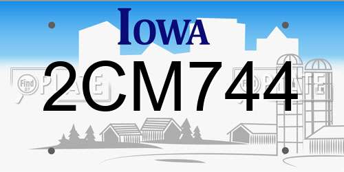 2CM744 Iowa License Plate