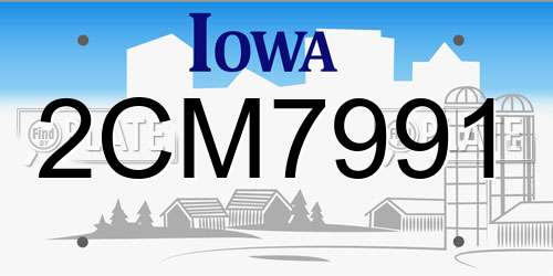 2CM7991 Iowa License Plate