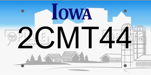 2CMT44 Iowa License Plate