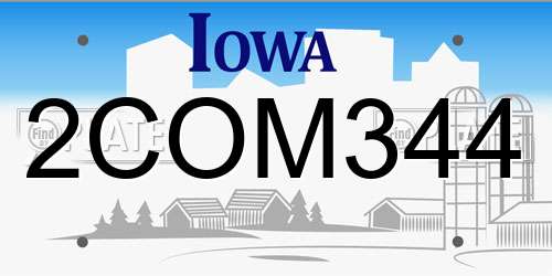 2COM344 Iowa License Plate