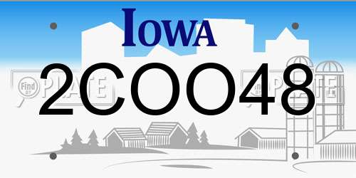 2COO48 Iowa License Plate