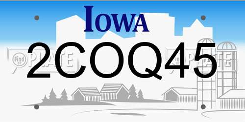2COQ45 Iowa License Plate