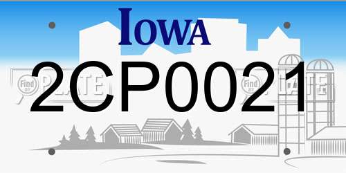 2CP0021 Iowa License Plate