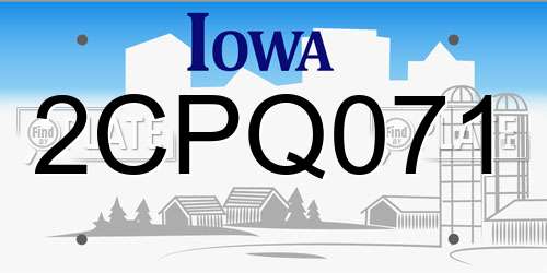 2CPQ071 Iowa License Plate