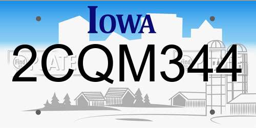 2CQM344 Iowa License Plate