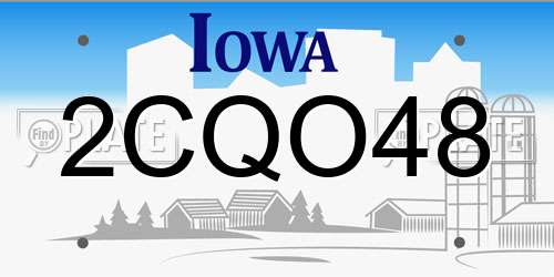 2CQO48 Iowa License Plate