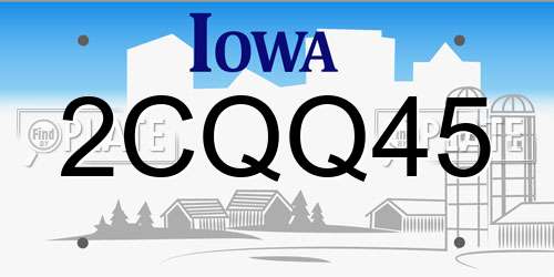2CQQ45 Iowa License Plate