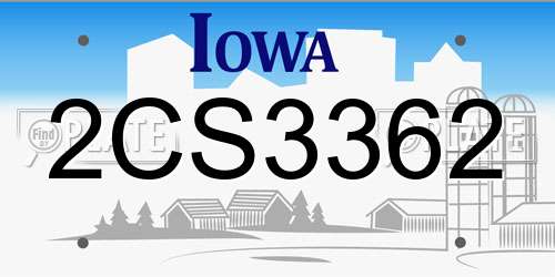 2CS3362 Iowa License Plate