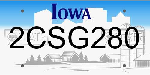 2CSG280 Iowa License Plate
