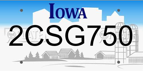 2CSG750 Iowa License Plate