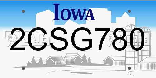 2CSG780 Iowa License Plate