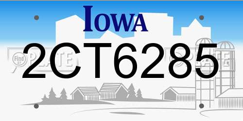 2CT6285 Iowa License Plate