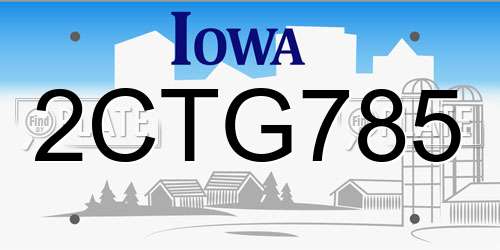 2CTG785 Iowa License Plate