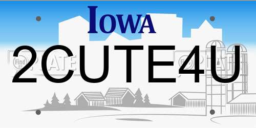 2CUTE4U Iowa License Plate
