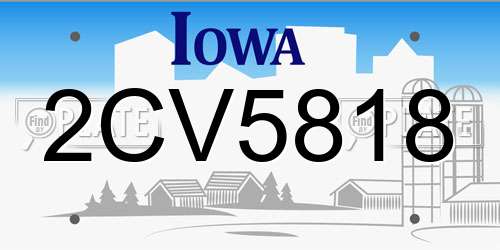 2CV5818 Iowa License Plate