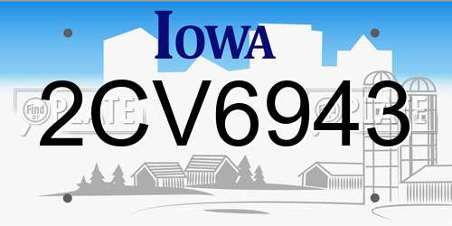 2CV6943 Iowa License Plate
