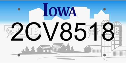 2CV8518 Iowa License Plate