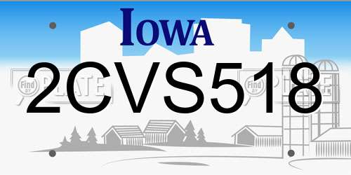 2CVS518 Iowa License Plate