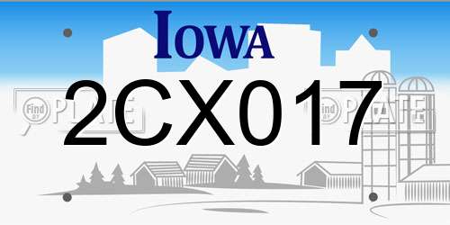 2CX017 Iowa License Plate