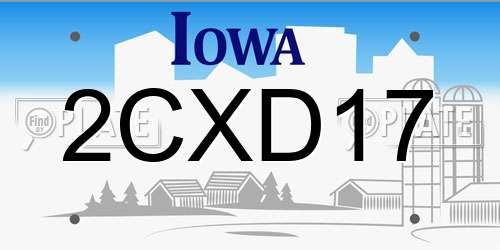 2CXD17 Iowa License Plate