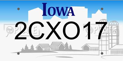 2CXO17 Iowa License Plate
