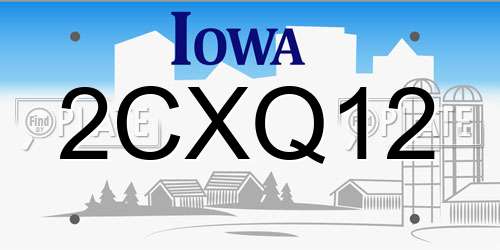 2CXQ12 Iowa License Plate