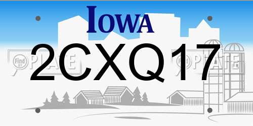 2CXQ17 Iowa License Plate