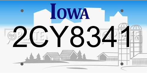 2CY8341 Iowa License Plate