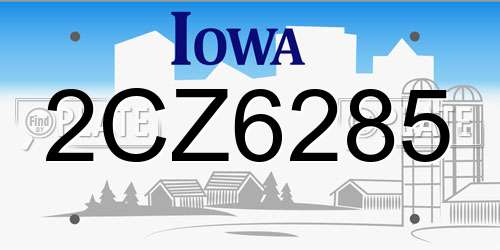 2CZ6285 Iowa License Plate