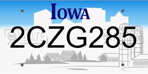 2CZG285 Iowa License Plate