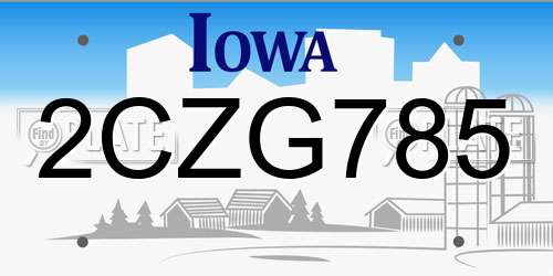 2CZG785 Iowa License Plate
