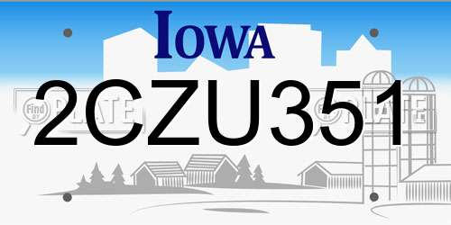 2CZU351 Iowa License Plate