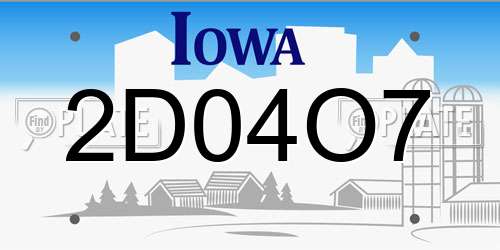2D04O7 Iowa License Plate