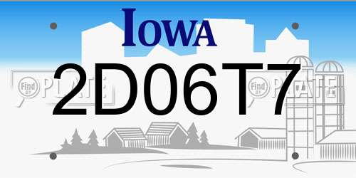 2D06T7 Iowa License Plate