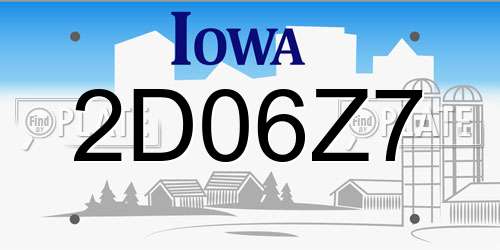 2D06Z7 Iowa License Plate