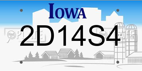 2D14S4 Iowa License Plate