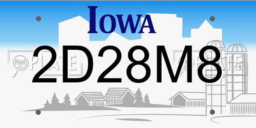 2D28M8 Iowa License Plate