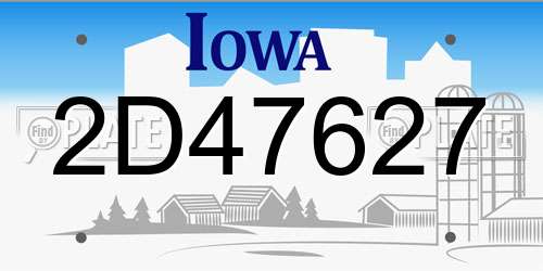 2D47627 Iowa License Plate