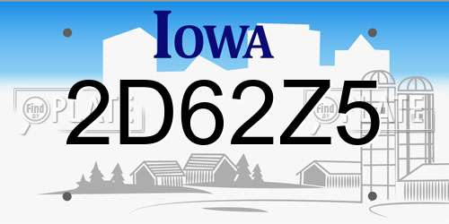 2D62Z5 Iowa License Plate