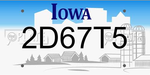 2D67T5 Iowa License Plate